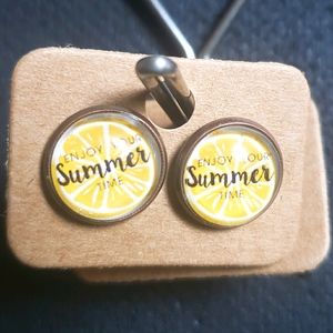 12 mm stud earrings -lemon summertime